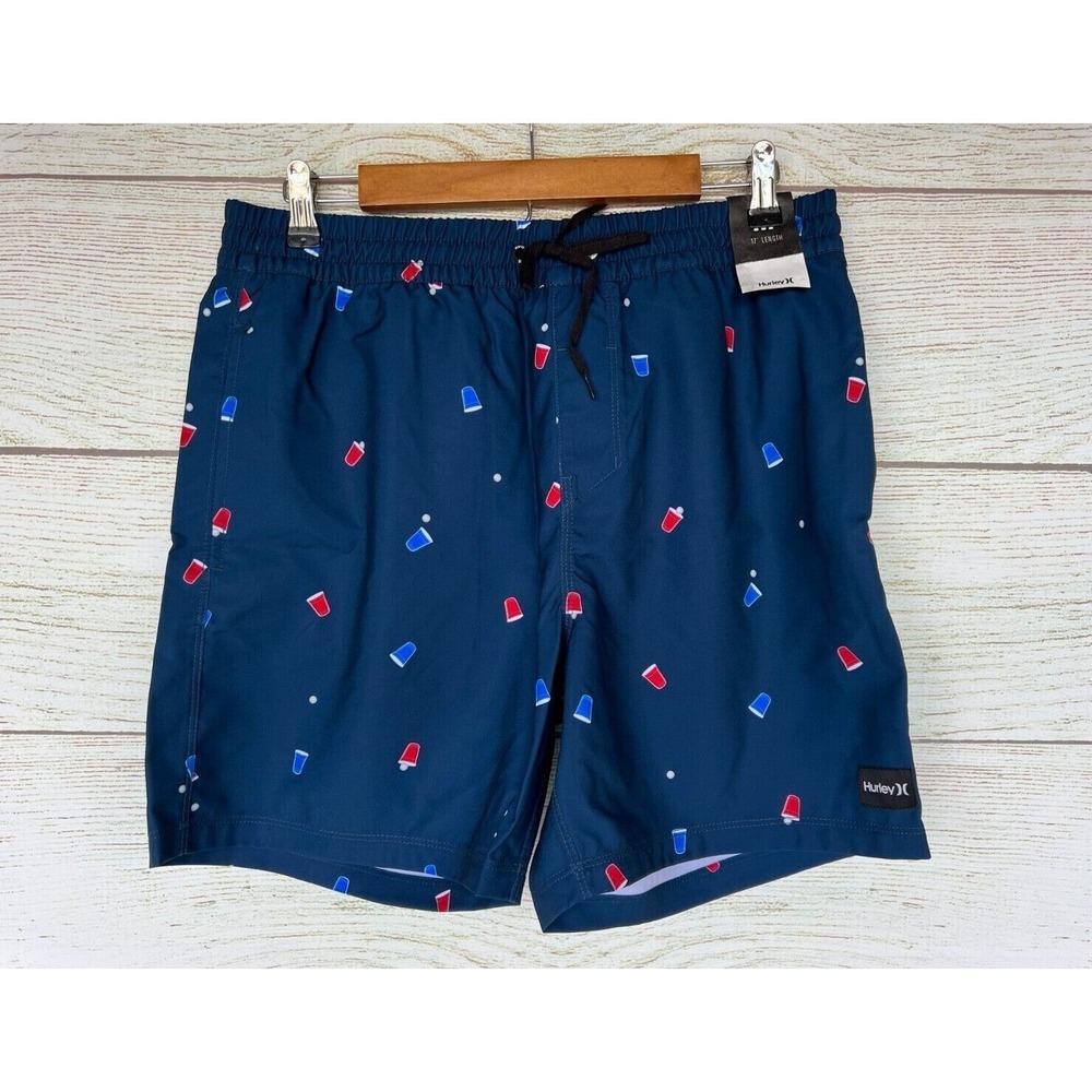 Hurley‎ Trunk Shorts Mens Size Small Volley Beer Pong NO LINER Stretch 17" New